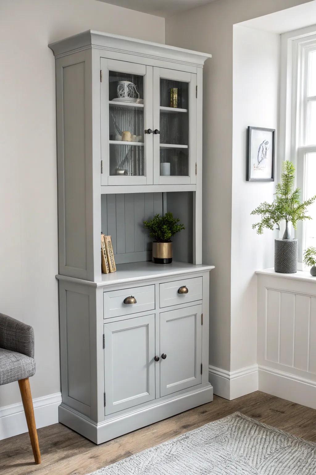 Achieve understated elegance with a minimalist monochrome hutch that radiates modernity.