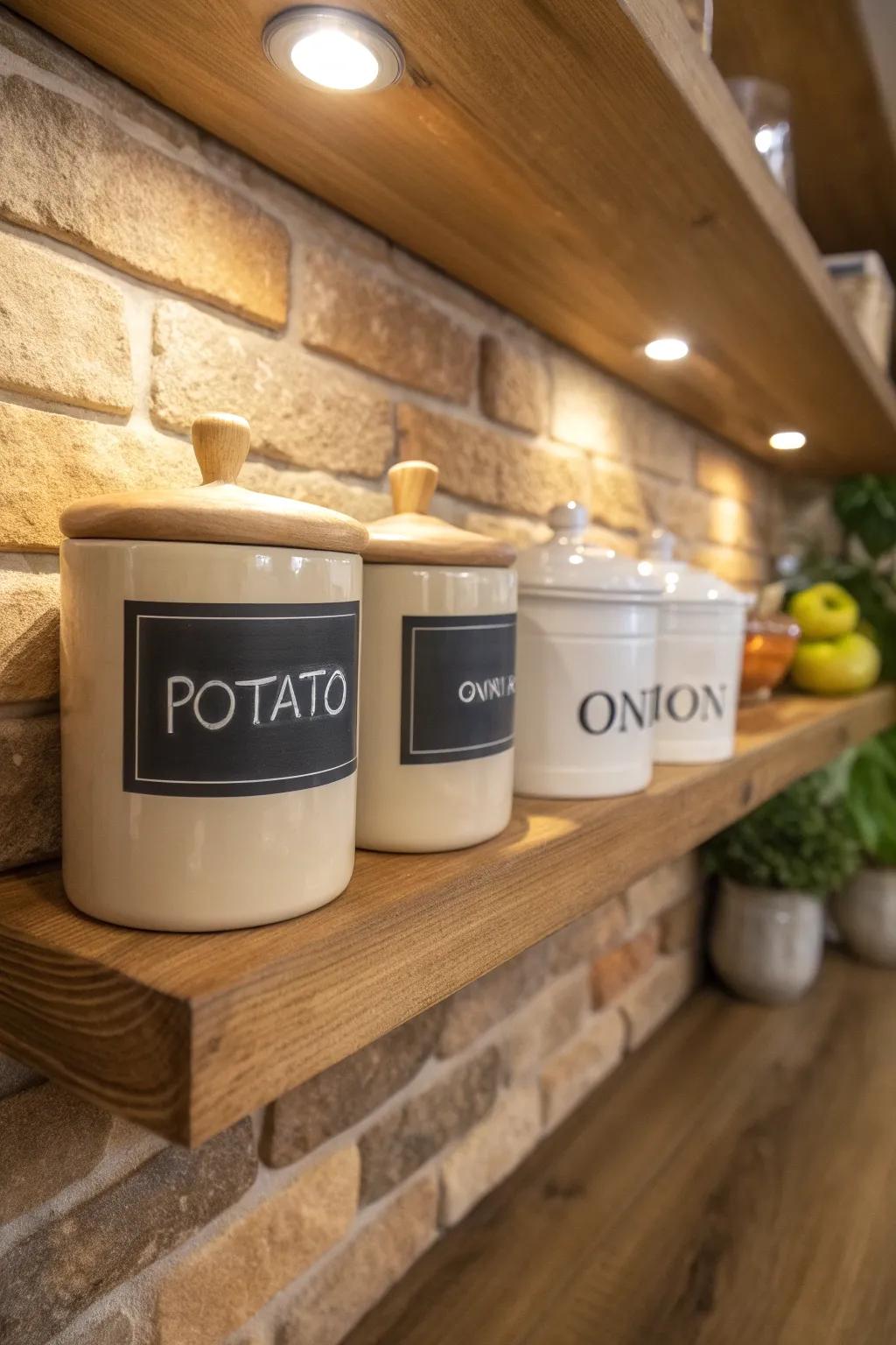 Add creativity and personalization with chalkboard label storage.