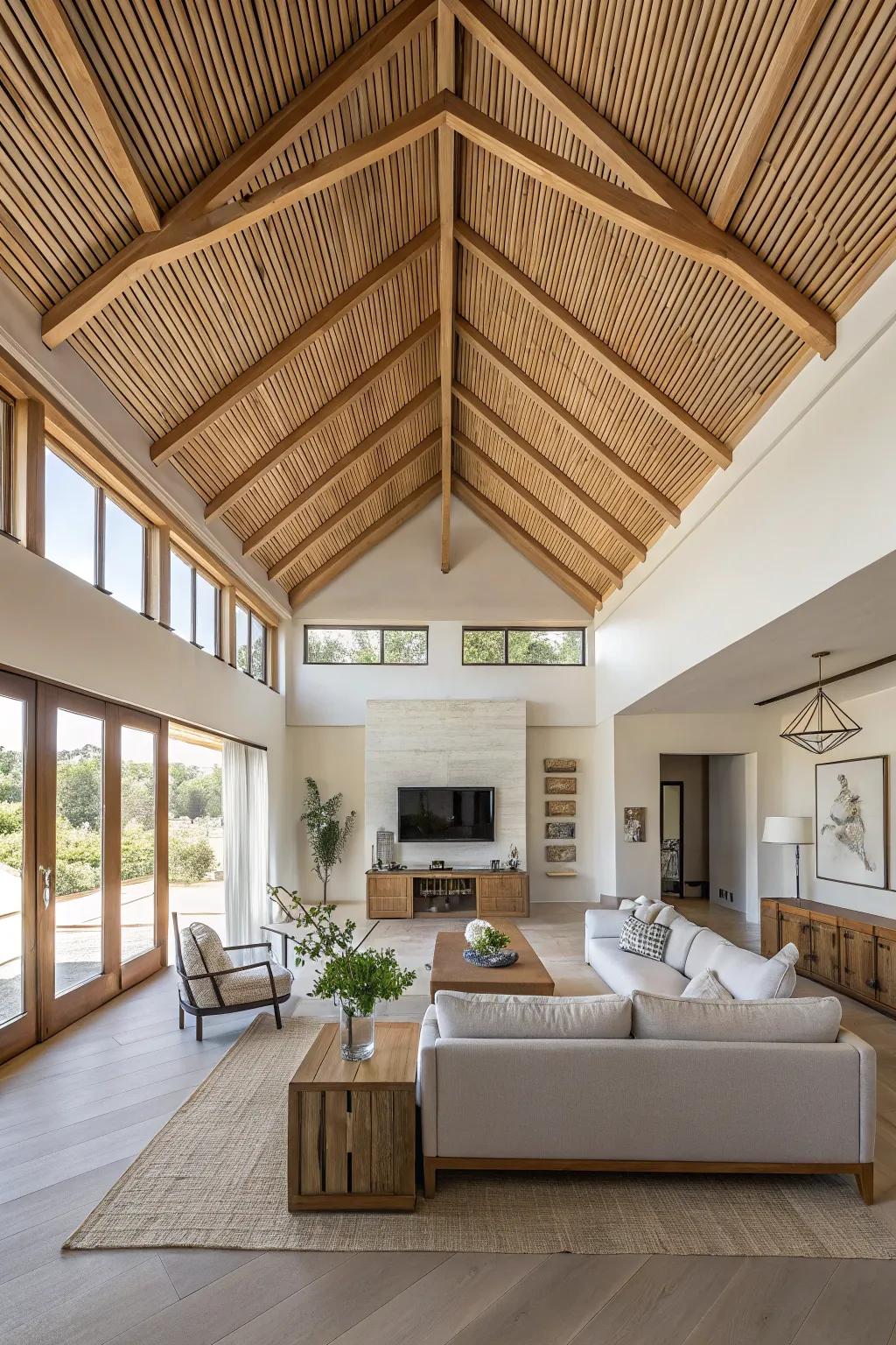 Bring texture and interest overhead with unique ceiling finishes. 🌟 #CeilingDesign #Texture