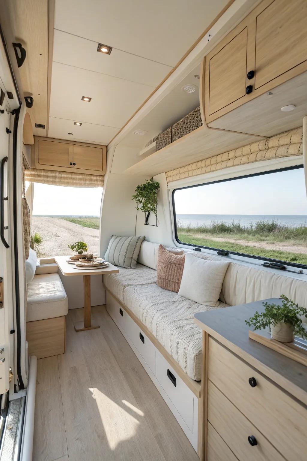 Open up your space with light and neutral hues for an airy feel.