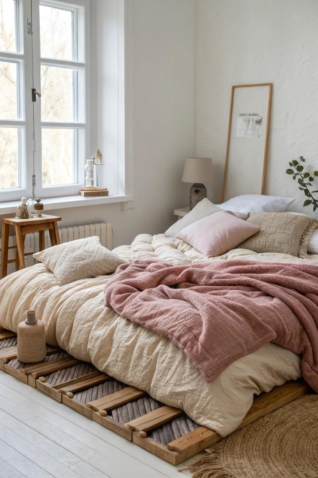 Layered textiles create a sumptuous and inviting retreat.