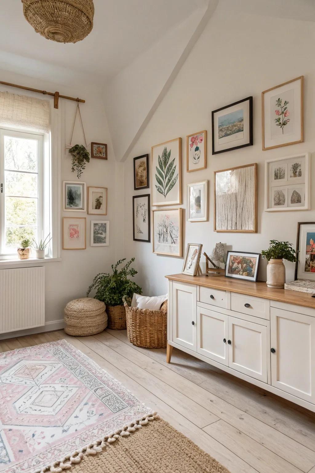 Let your walls speak creativity and inspiration through a curated gallery.