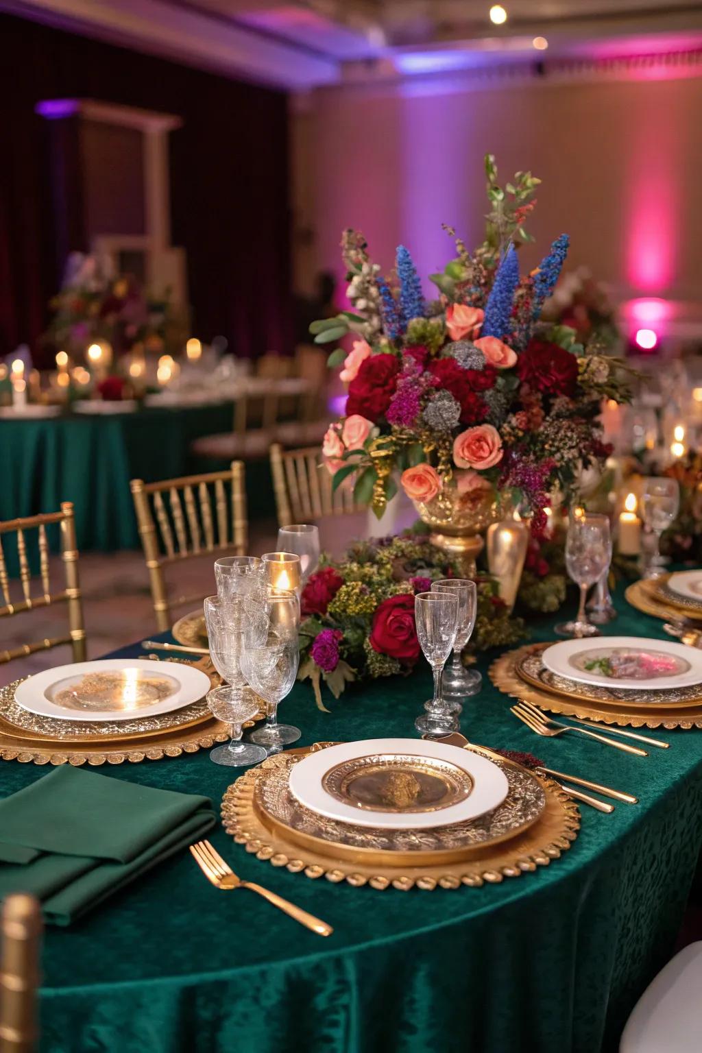 Sophisticated table settings add a touch of grace and luxury to your wedding reception.