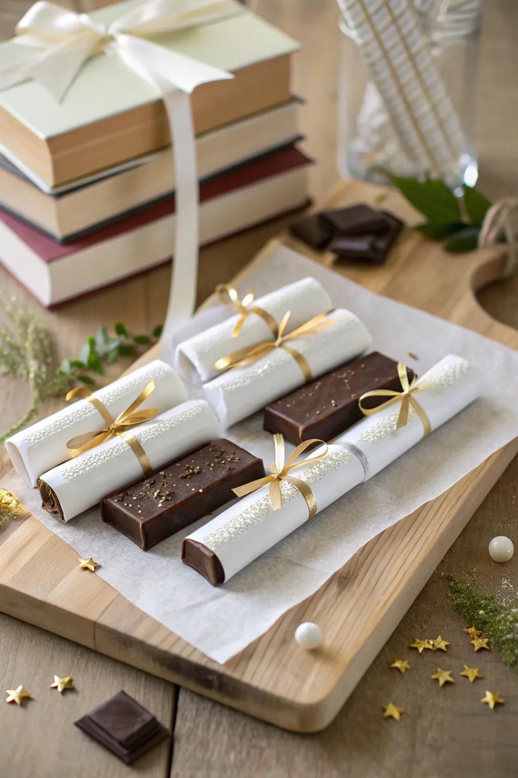 These diploma-inspired treats are a hit with guests and make delightful favors.