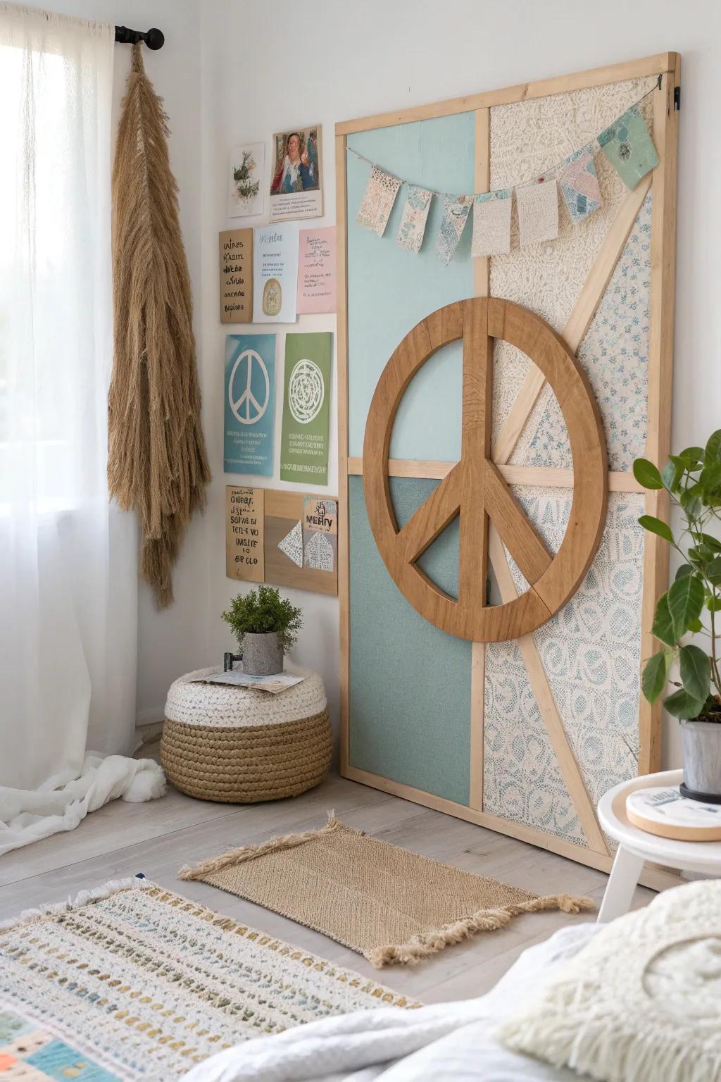Create a peaceful escape with a bulletin board that's all about good vibes.