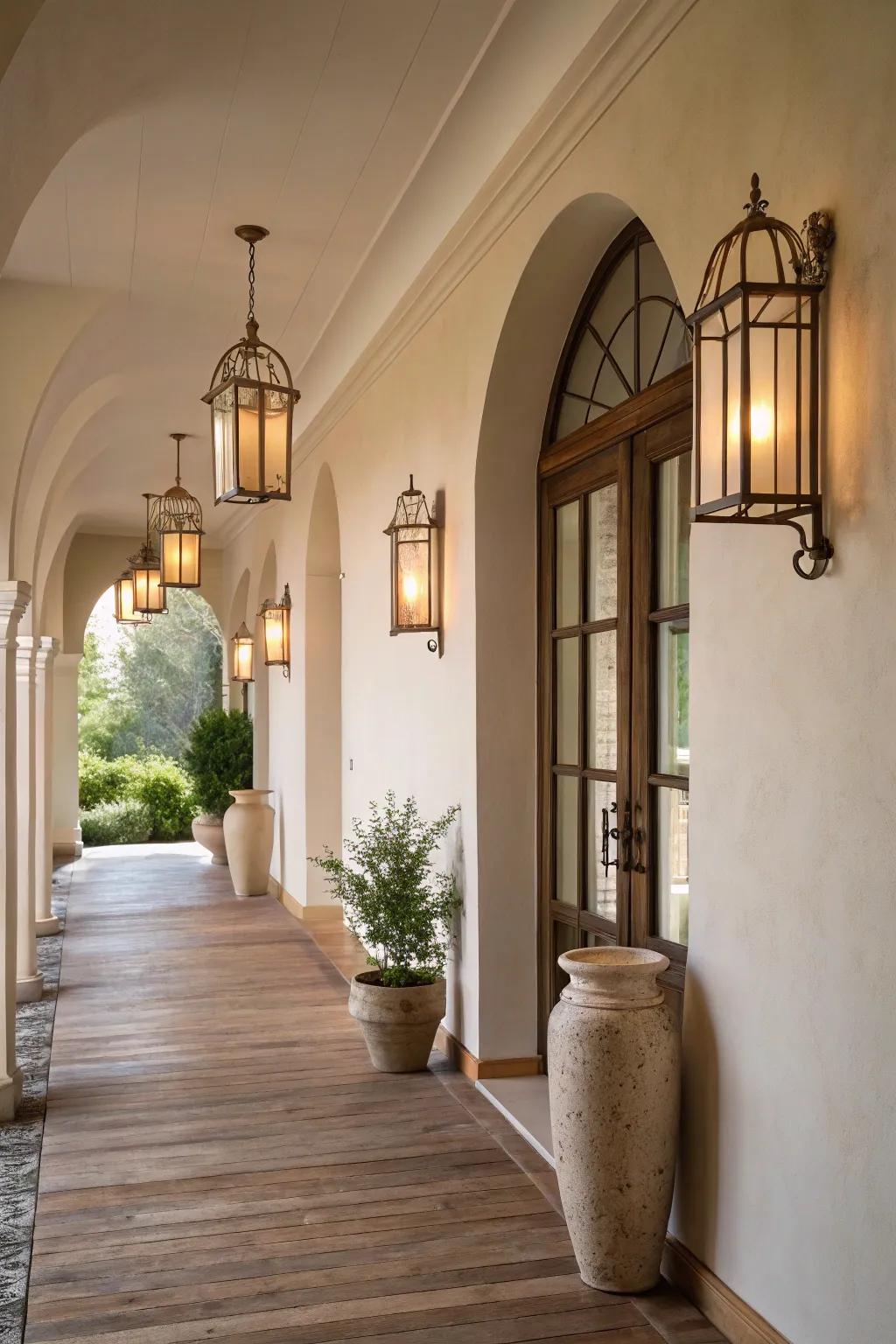 Capture the timeless elegance of traditional sconces in your hallway.