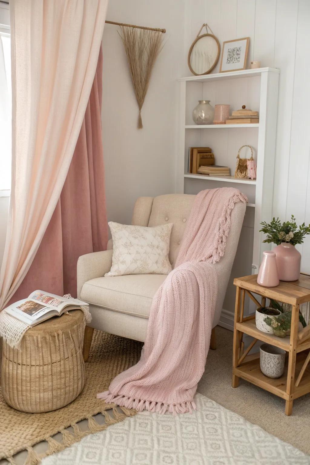 Embrace tranquility with a soothing pastel color scheme in your personal retreat.