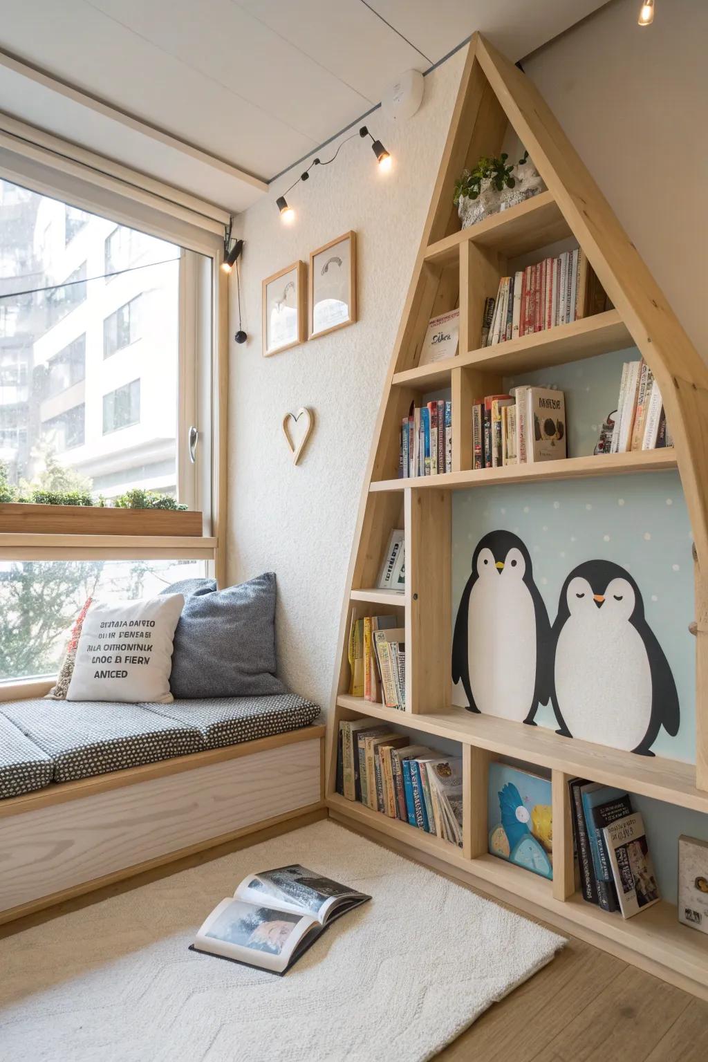 Encourage reading with a cozy display that invites everyone to get lost in a good book. 📚❄️ #ReadingNook #WinterVibes