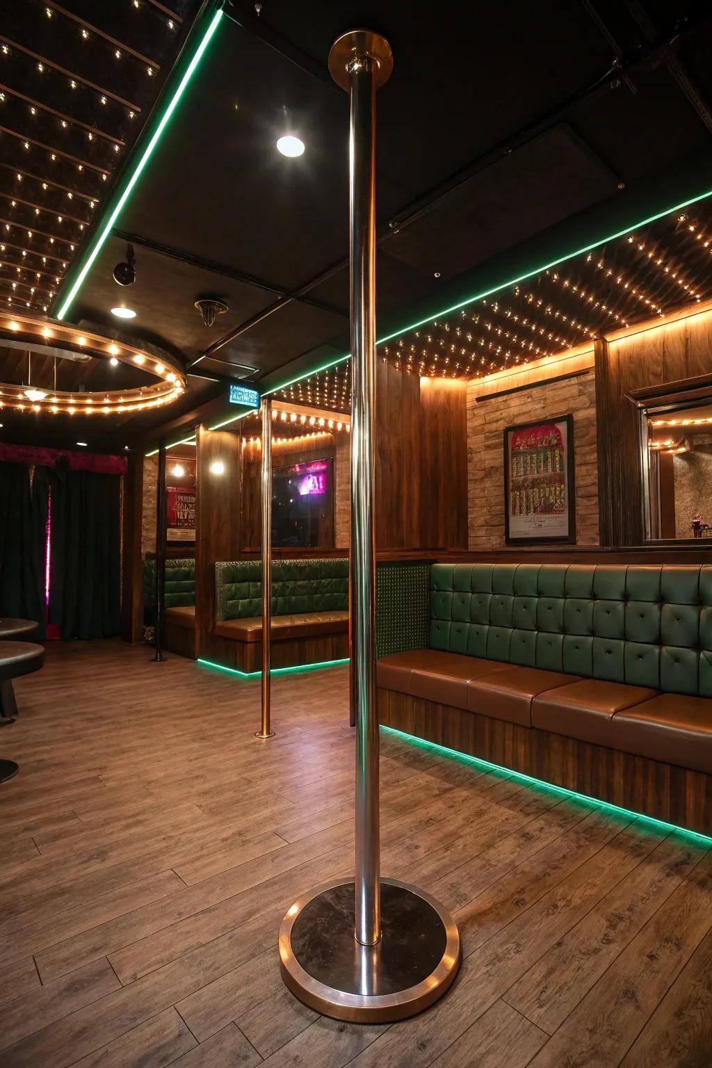 Create an inviting atmosphere with ambient lighting that enhances every move. #LightingDesign #HomeGym