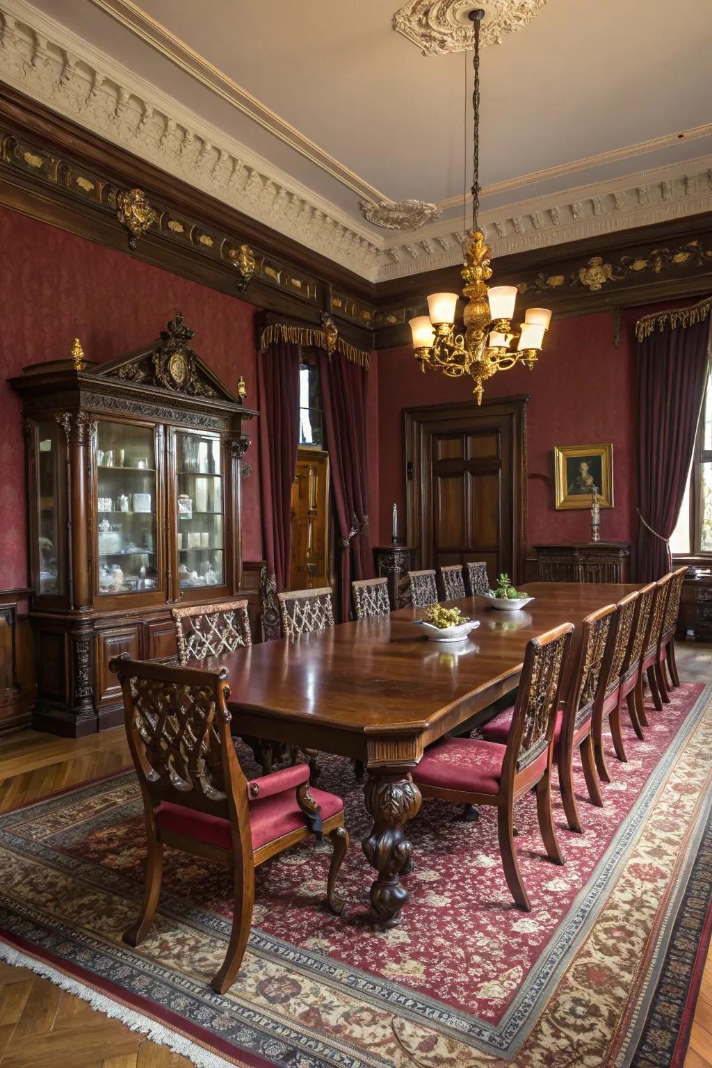 Let the richness of dark wood furniture transport you to a bygone era of elegance.