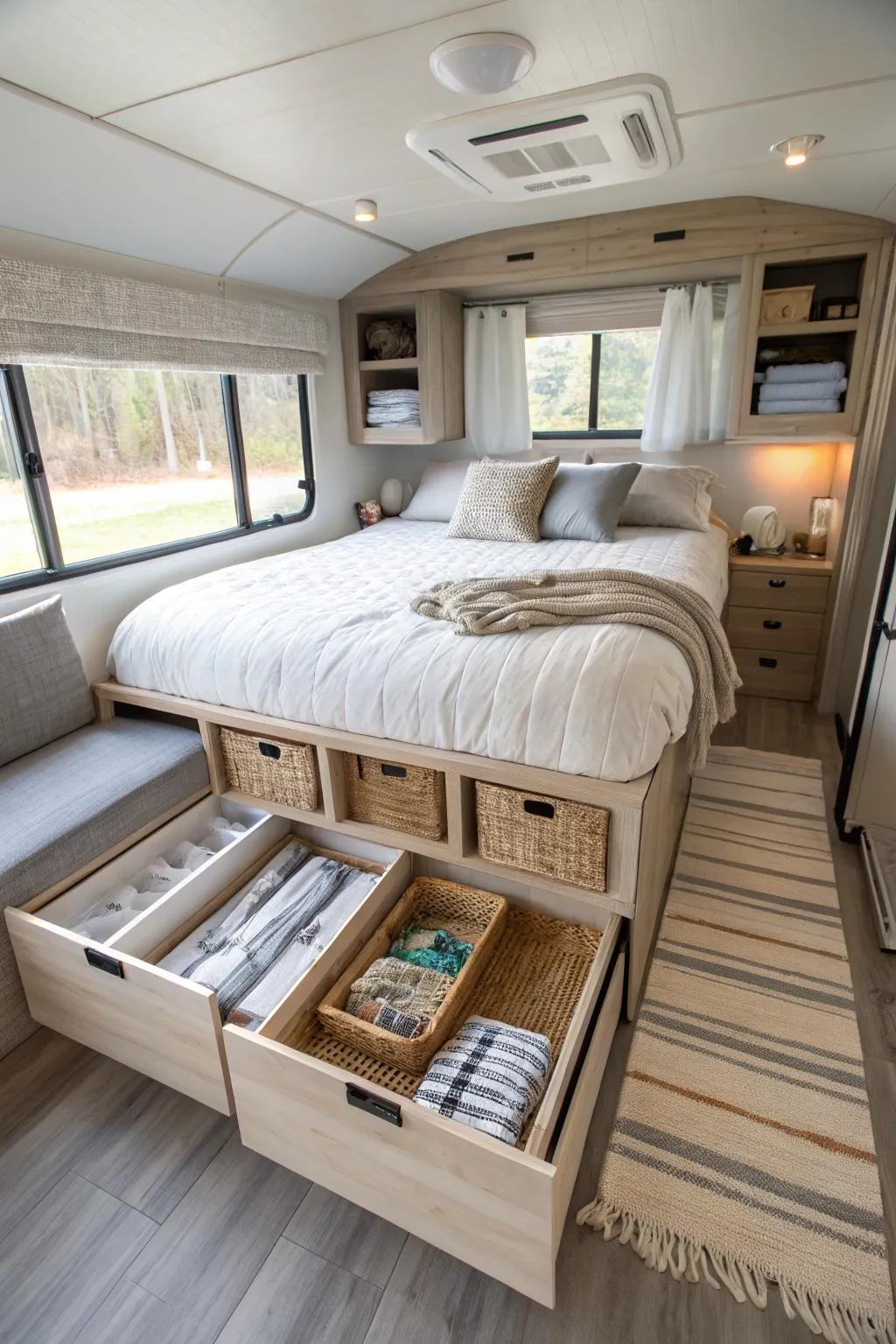 Keep clutter at bay with smart storage solutions that maximize your space.