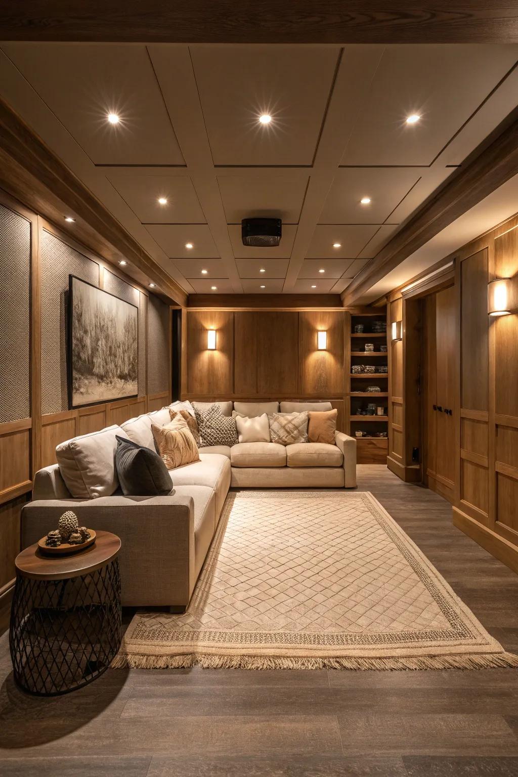 Adjustable dimmable lights set the perfect mood for any movie night. 🌟 #AmbientLighting #HomeDecor