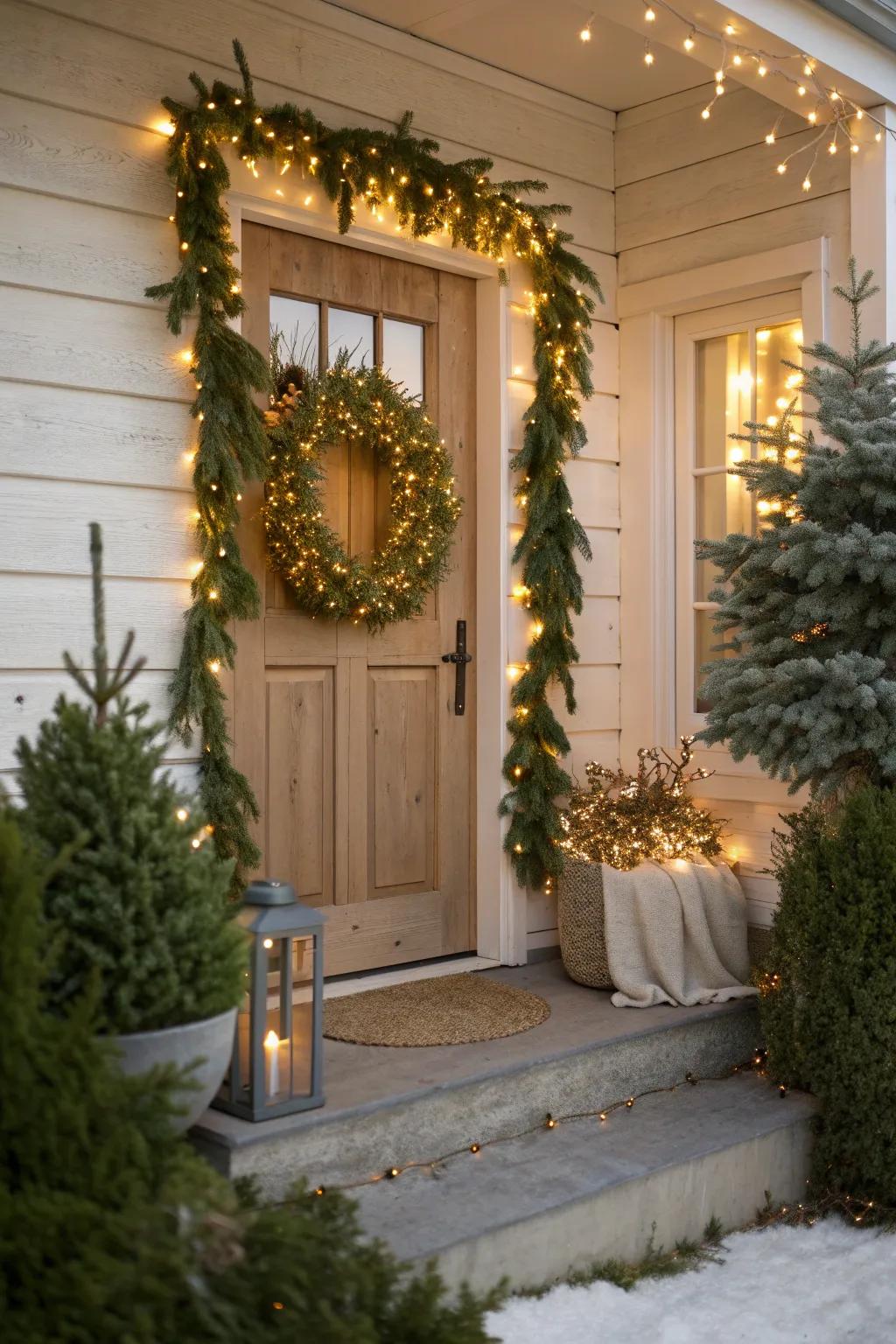 Welcome guests with a festive door frame that radiates warmth and holiday cheer. 🎄✨ #ChristmasDecor #WelcomeHome