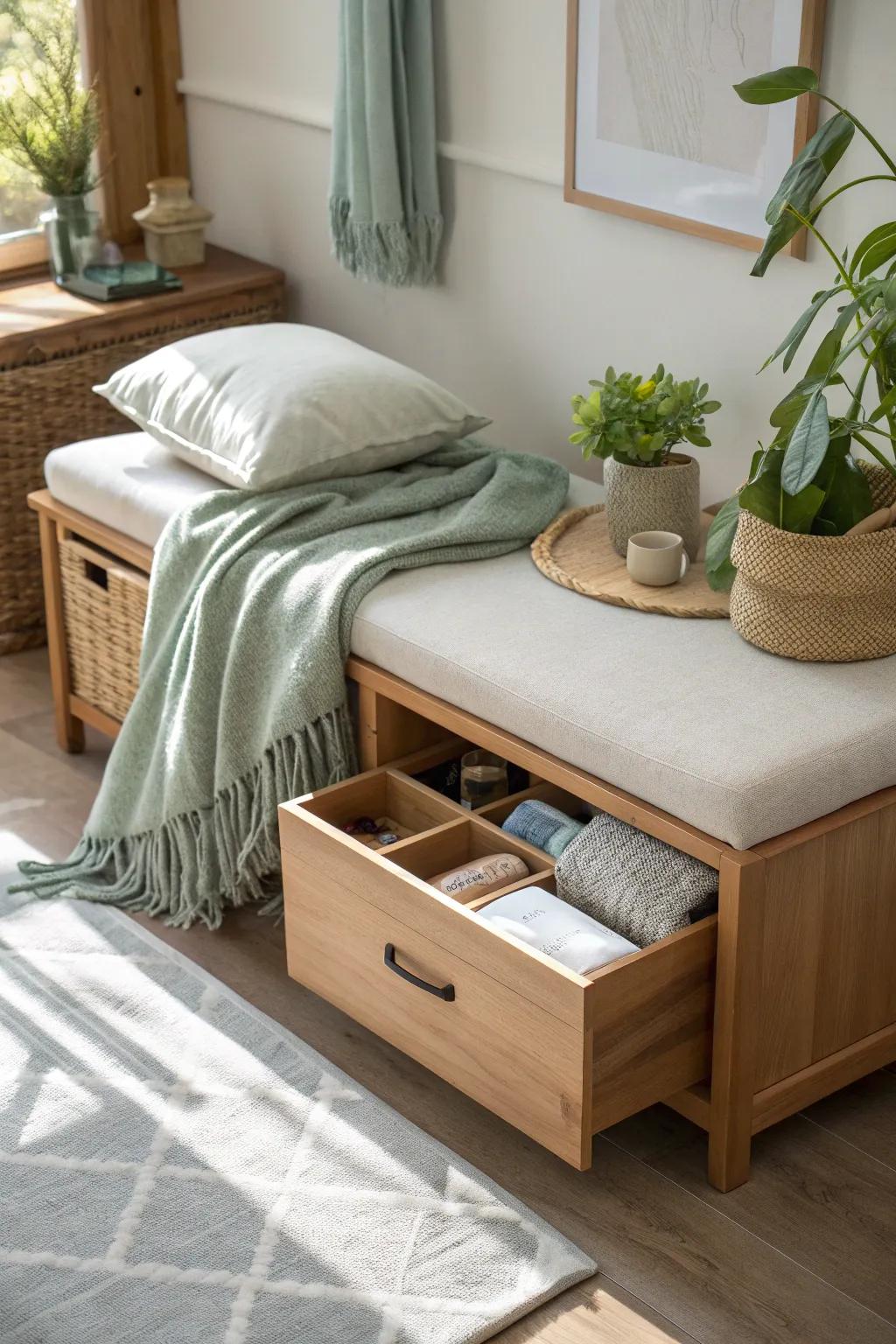 Double-duty furniture: where style meets storage efficiency.