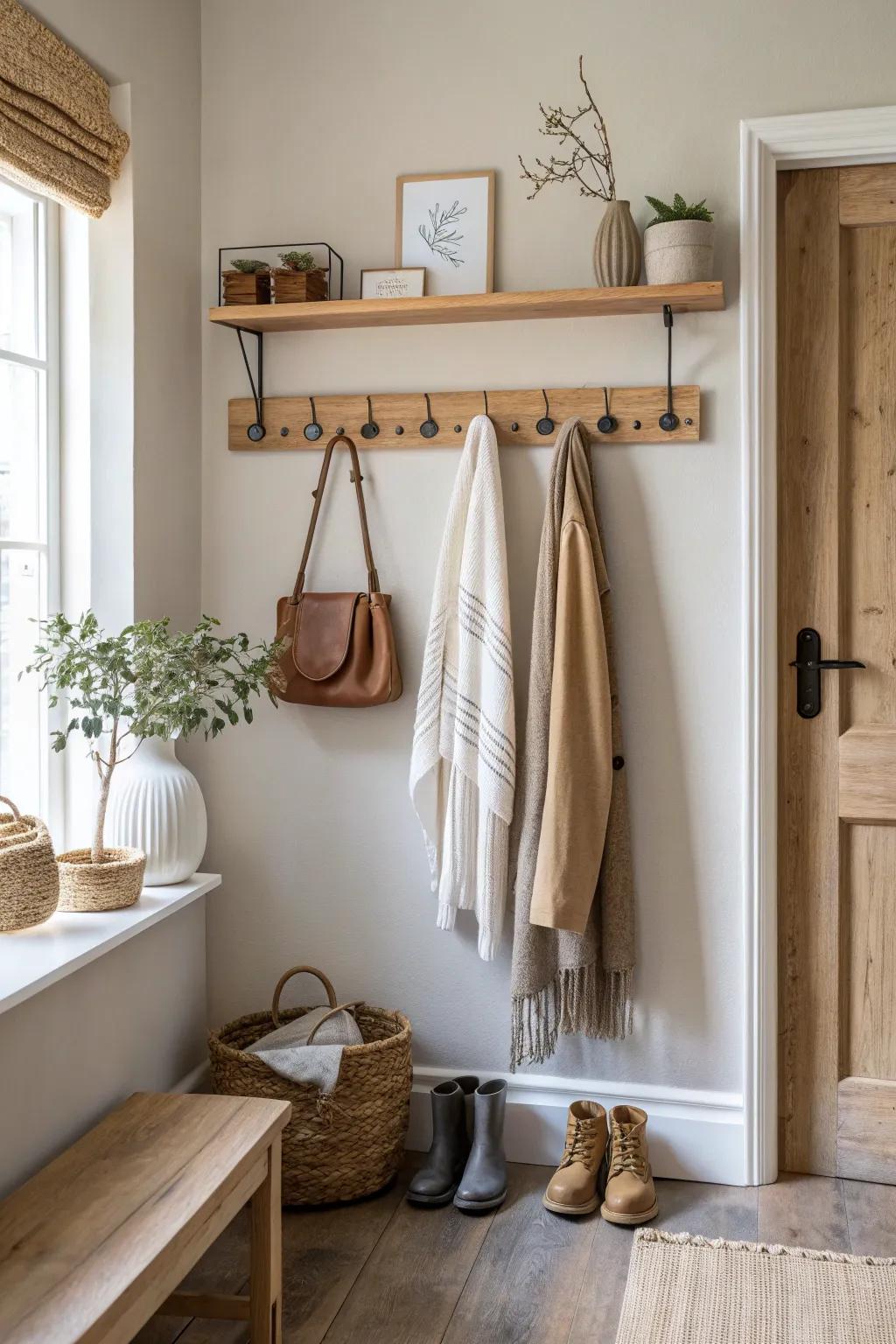 Simplicity meets functionality with hanger hooks—perfect for your entryway! 🔑👒 #CozyCorner #EntrywayDecor