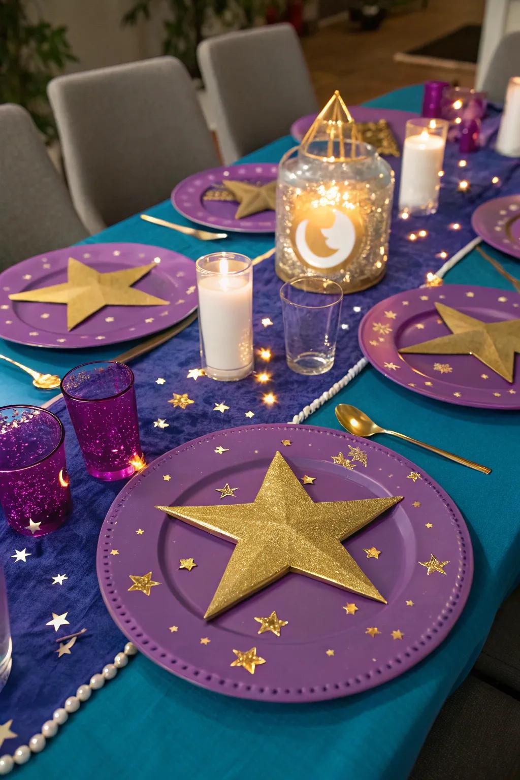 ✨ Dine in style with magical table settings that sparkle and shine. #TableDecor #MagicParty #EventStyling