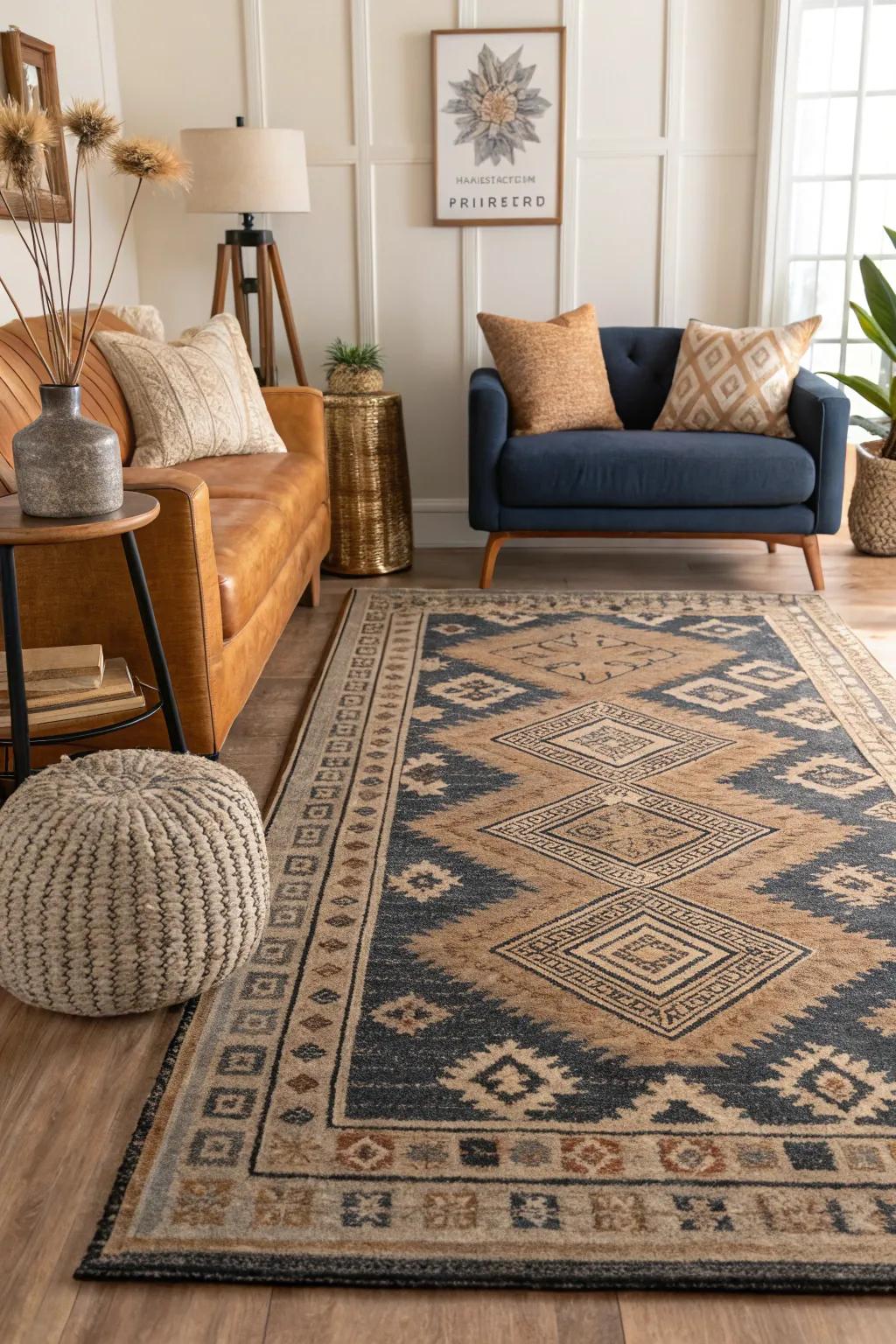 Add depth to your decor with textured rugs that make a statement. #HomeDecor #InteriorDesign #RugStyle