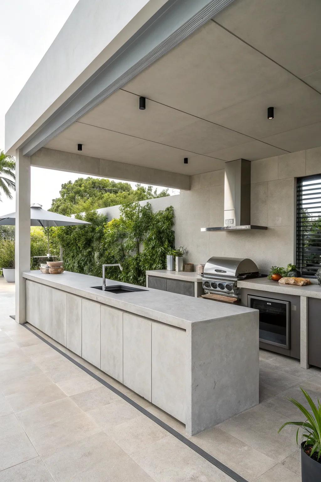 Achieve modern elegance with a minimalist concrete design. 🌿 #MinimalistDesign #ConcreteKitchen