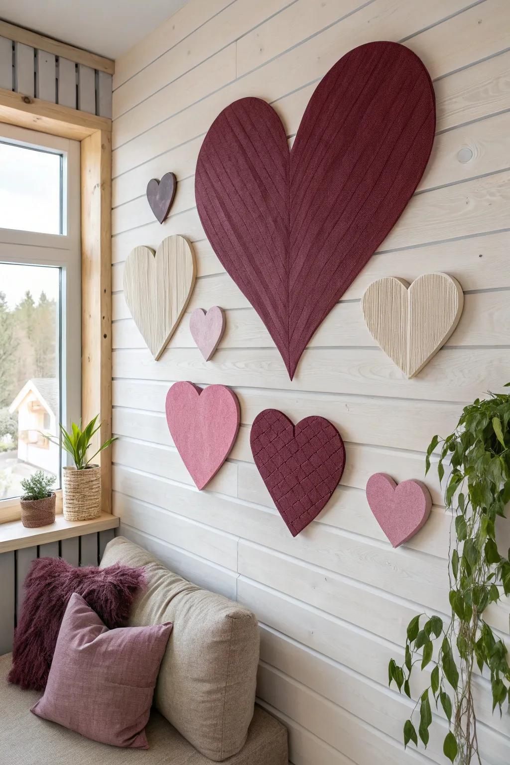 Layered paper hearts create a bold and stylish wall statement. 🖤 #WallDecor #HomeInspiration