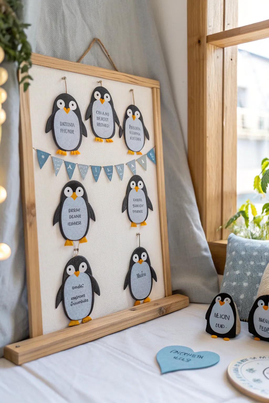 Add a personal touch with penguin family portraits that celebrate everyone in your space.