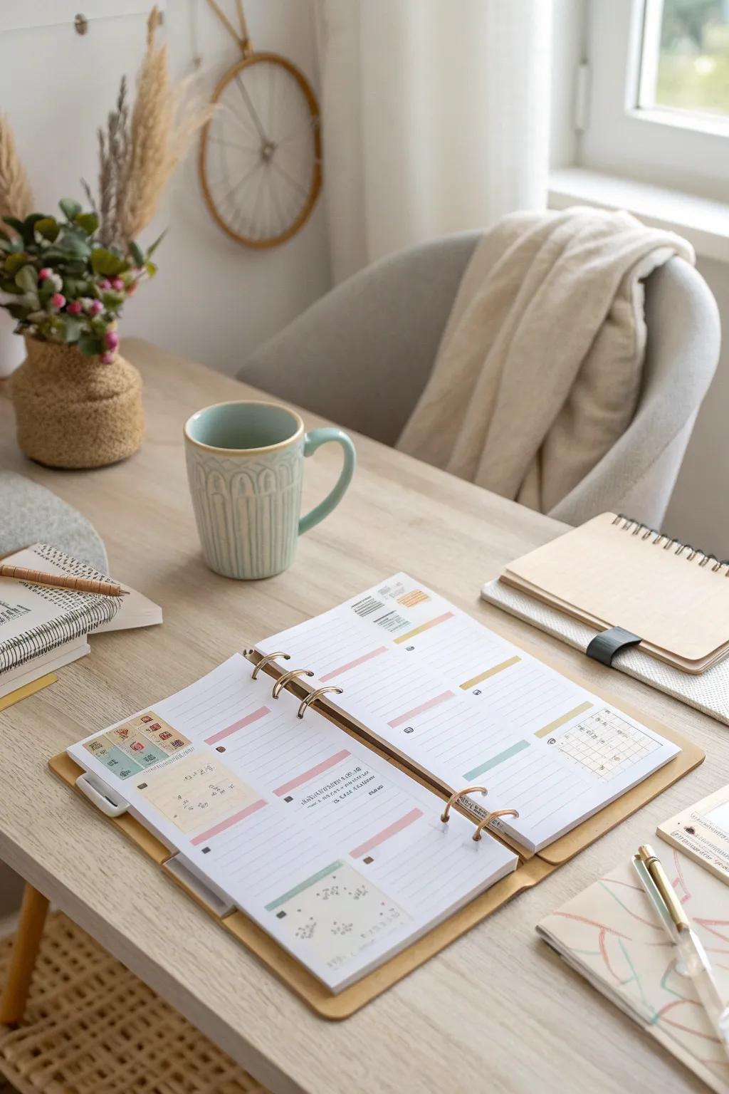 Enhance flexibility with sticky notes and inserts for on-the-go adjustments. 📌 #FlexiblePlanning #OrganizedLiving