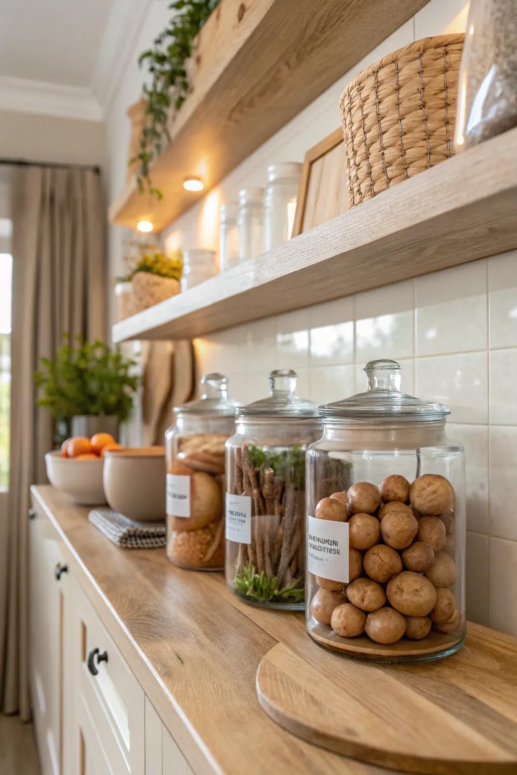 Elevate your pantry game with these adorable labeled jars! 🏡 #KitchenGoals