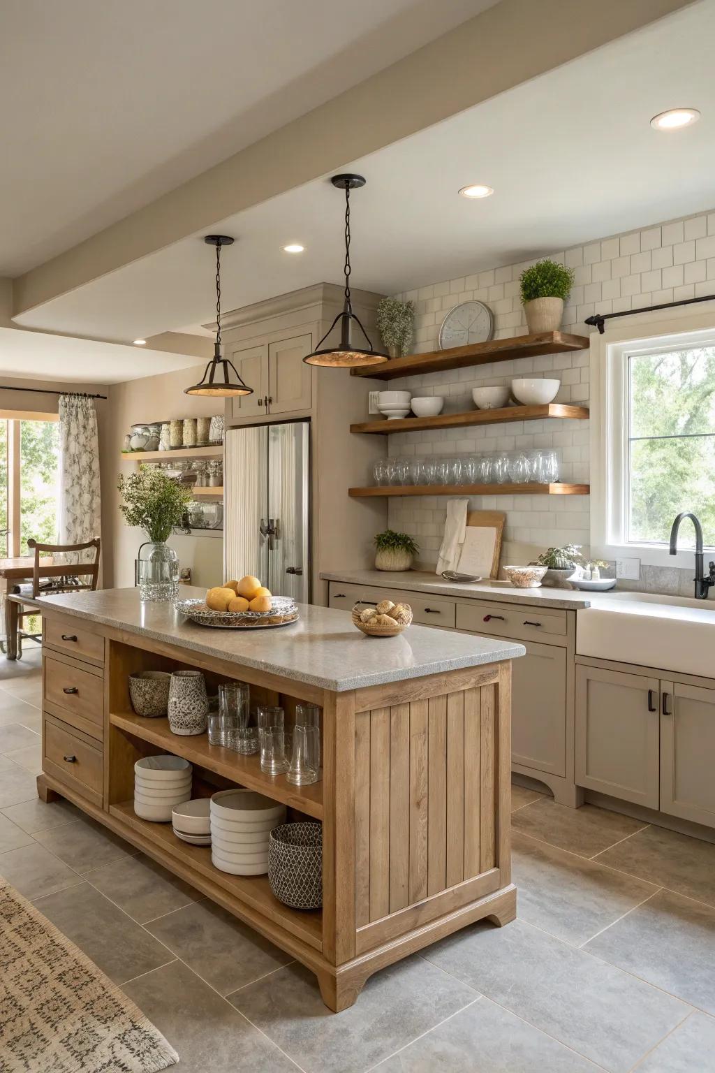 Explore the elegance of modern neutrals for a timeless kitchen appeal. #KitchenDesign #HomeDecor