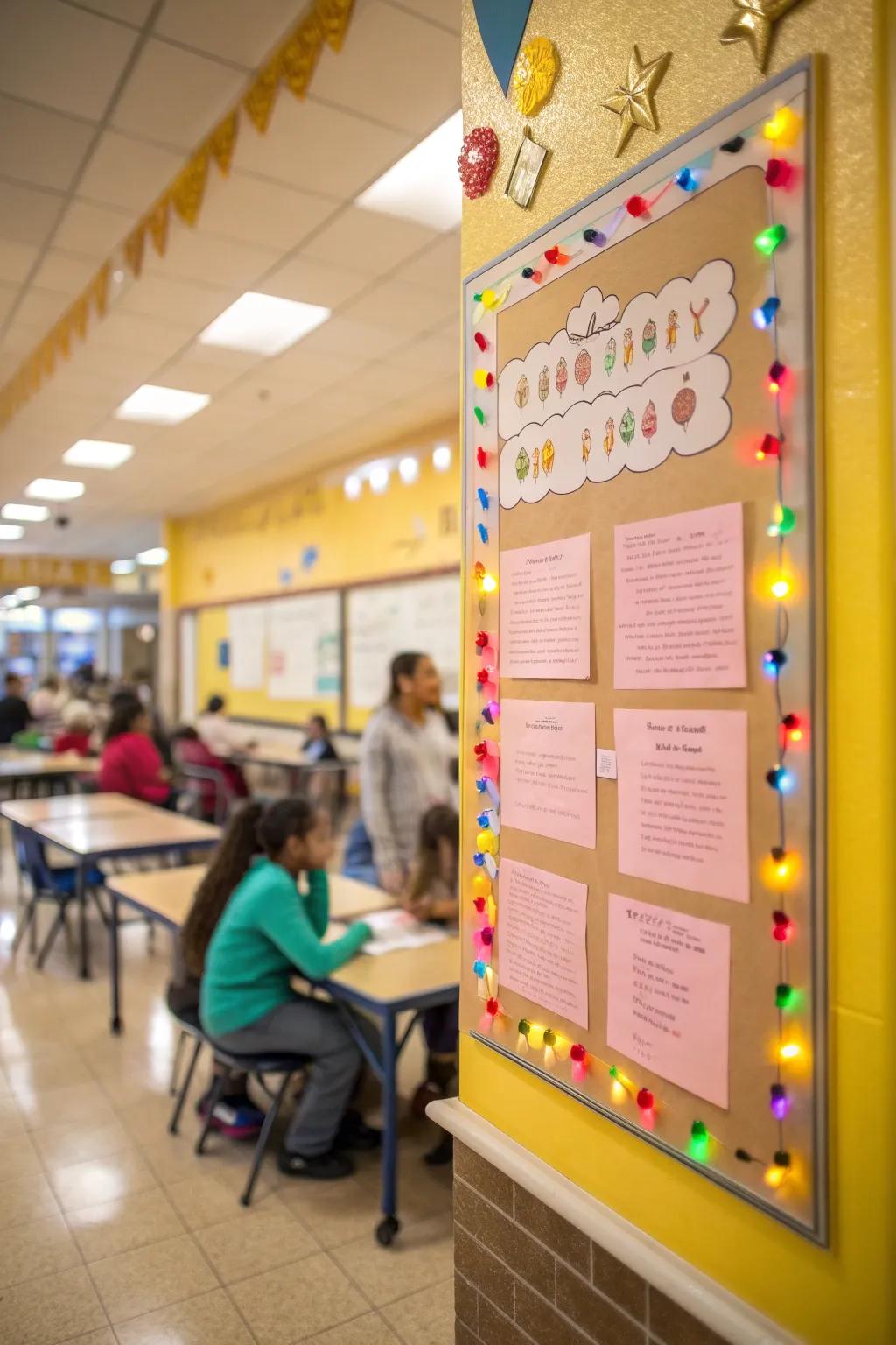 Engage students with interactive bulletin boards that make learning delicious. 🍎 #BulletinBoardFun #CafeteriaLife