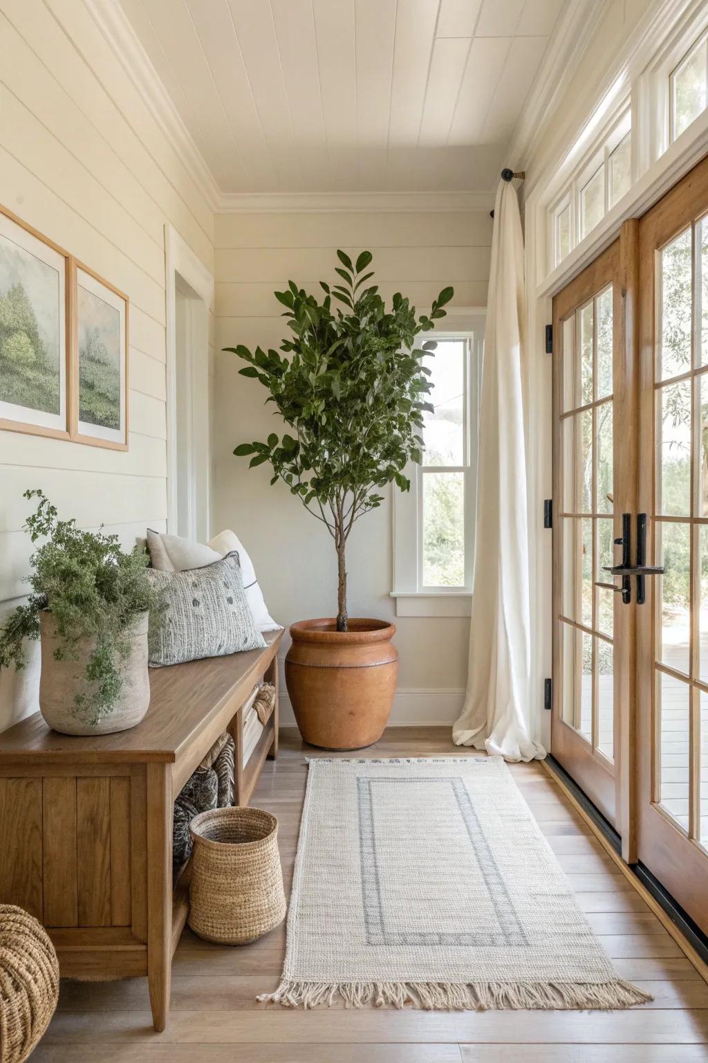 Natural elements like wood and plants invigorate your home with life.