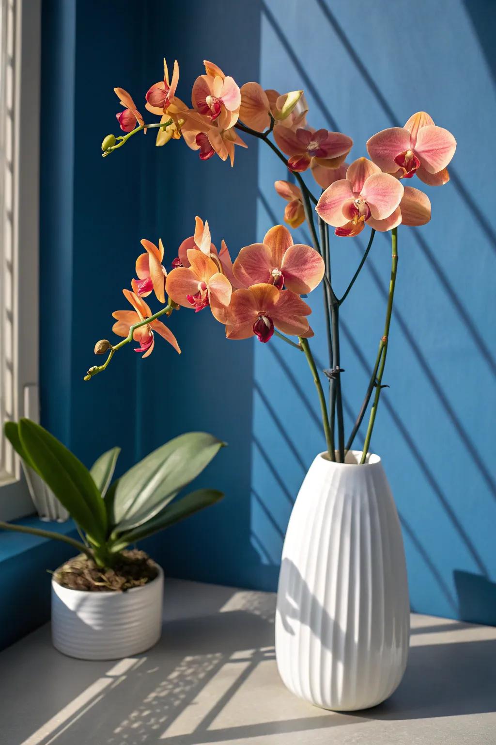 Achieve a sleek and sophisticated look with a minimalist orchid arrangement. 🌿 #MinimalistDesign #OrchidLove