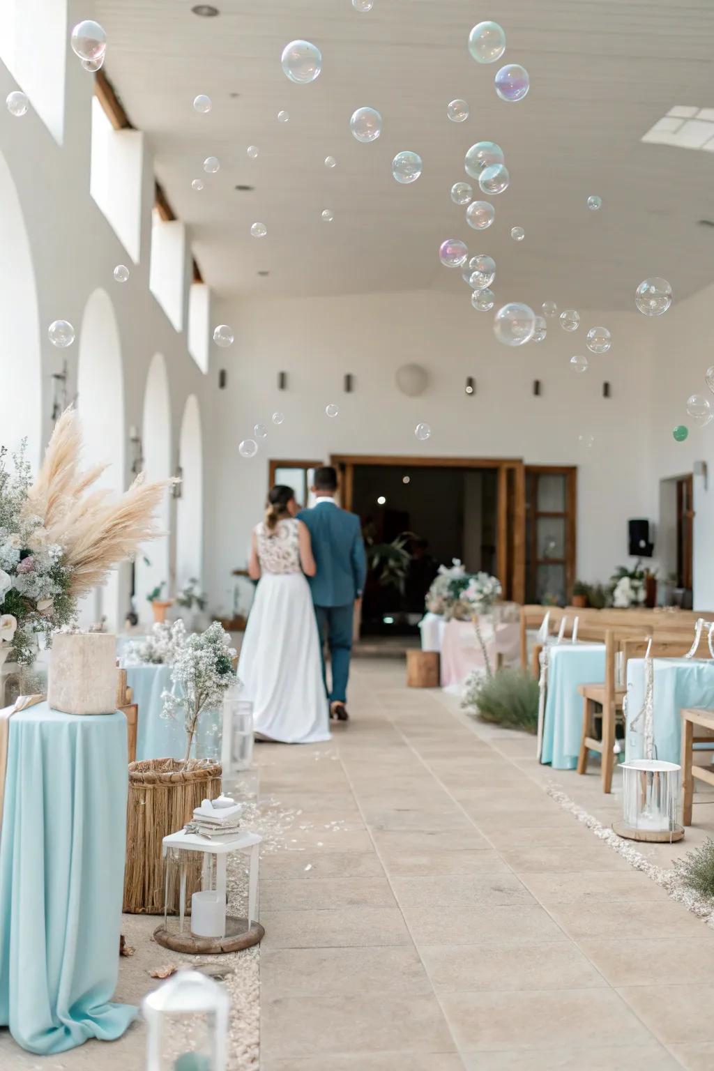 Float away in a sea of bubbles as you step into your new life together. #WeddingMagic #BubblesOfLove