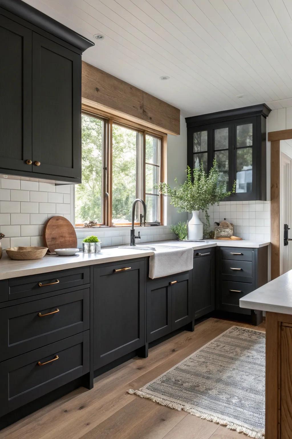 Bold contrasts bring a dynamic and elegant look to your kitchen.