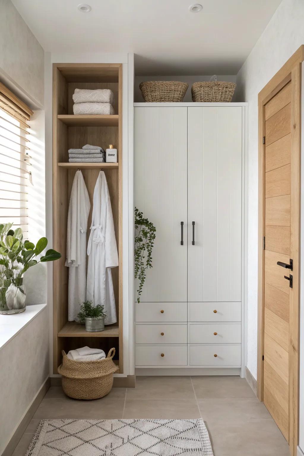 Sleek and unobtrusive, recessed closets offer understated sophistication.