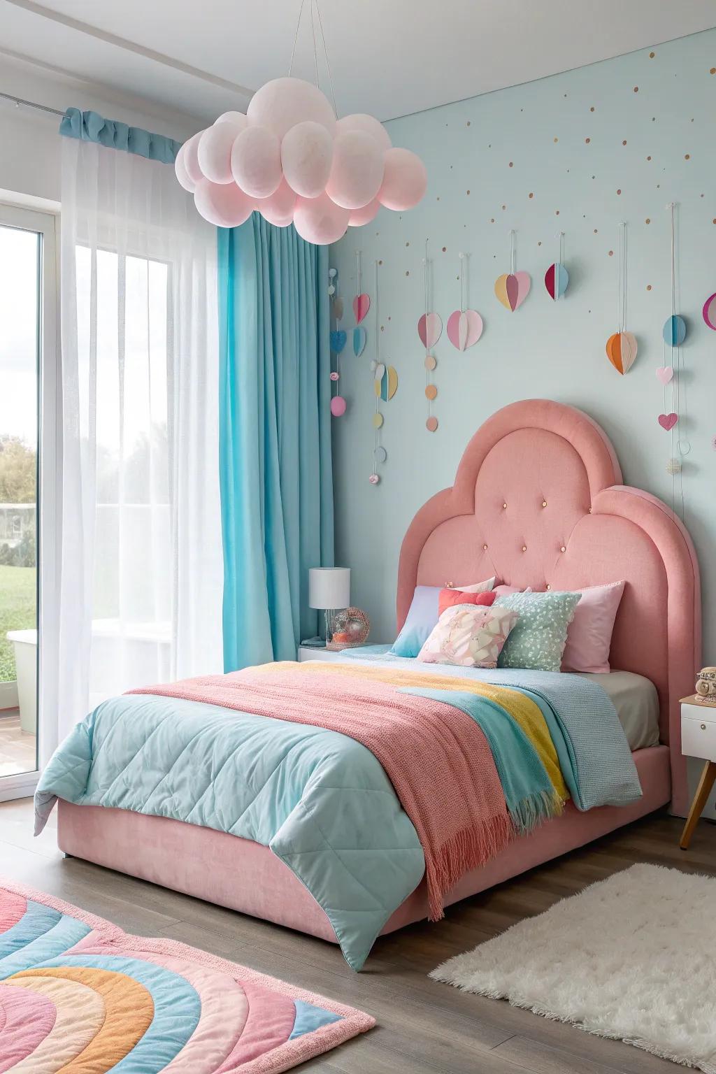 Create a calming retreat with a pastel palette that echoes the sky's tranquility.