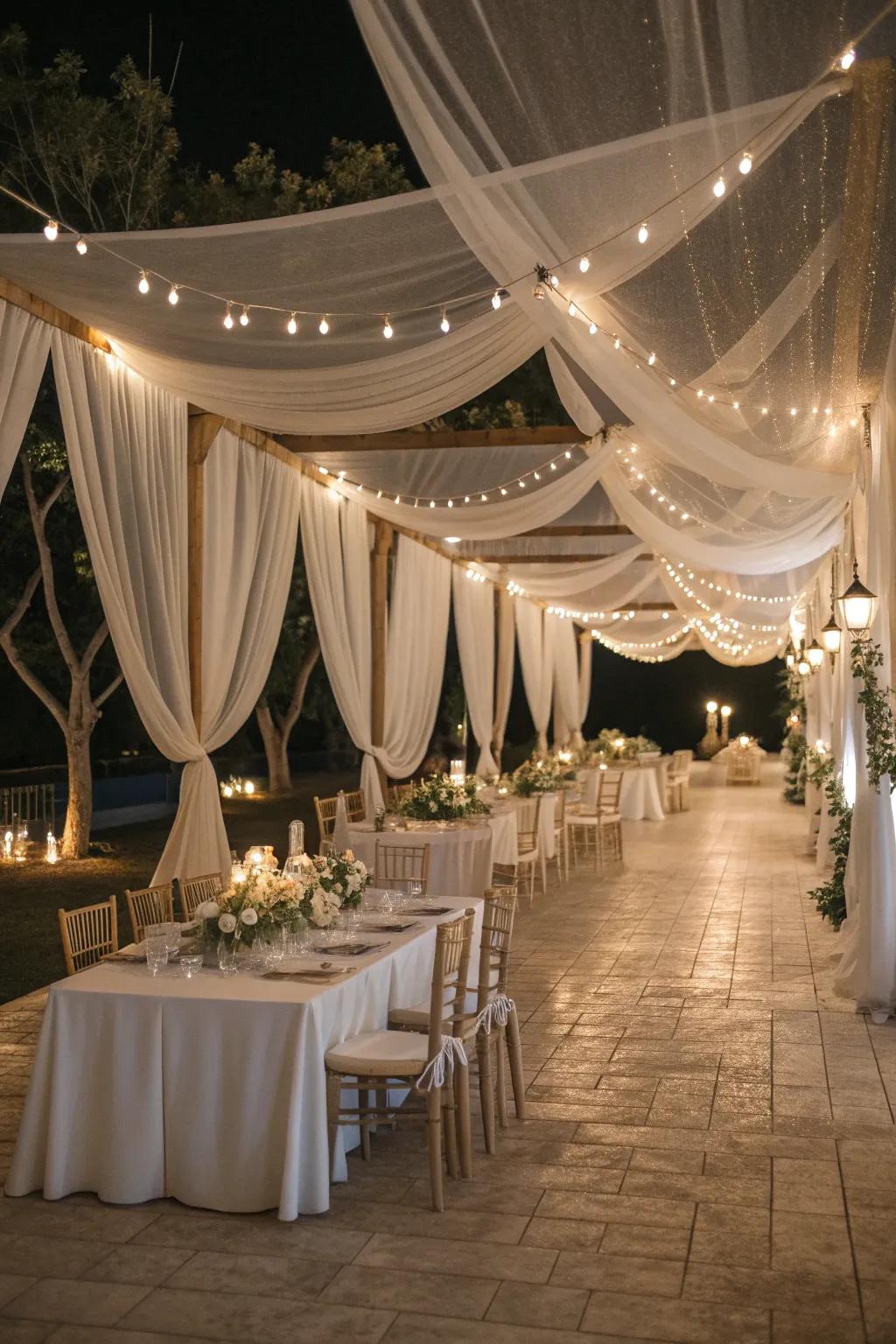Draped canopies add a regal, romantic touch to your wedding setting.