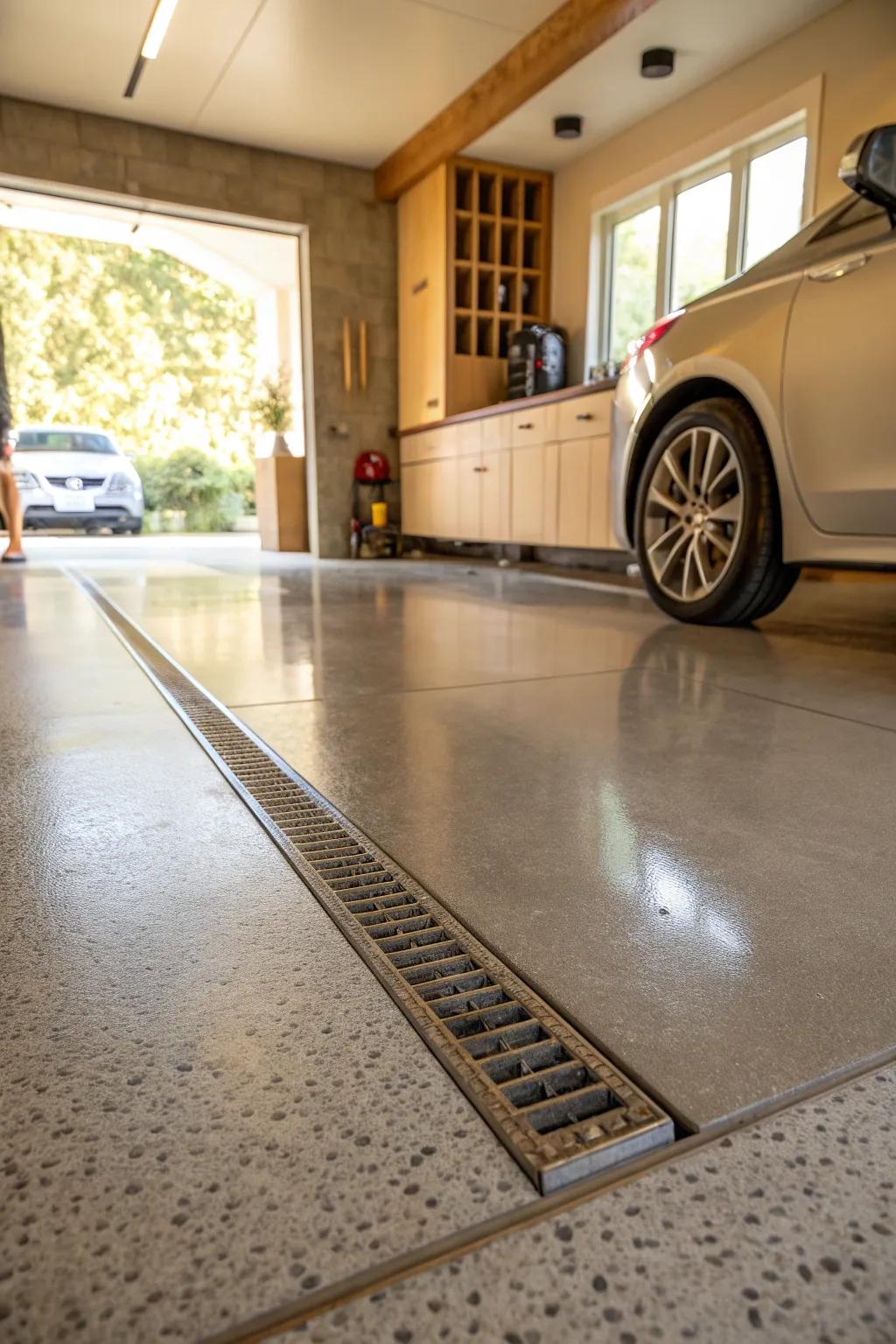 Concrete integration offers a flawless finish for your garage floor.
