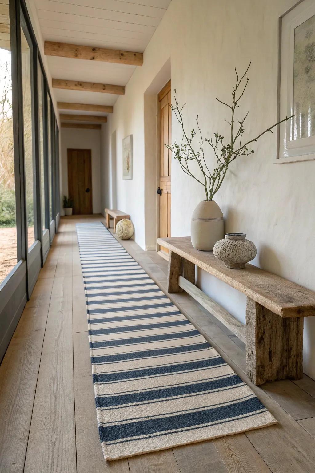 A striped rug that leads the way with flair and fun.