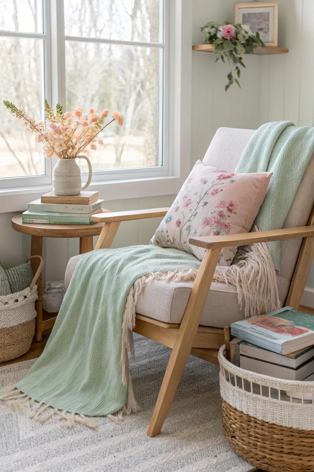 Create a cozy nook that's perfect for springtime reading.