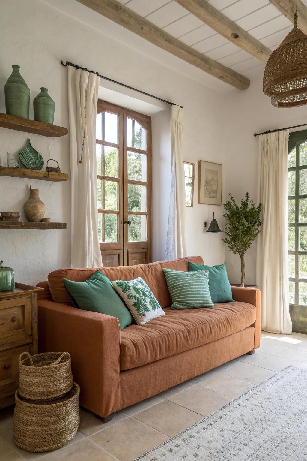 Earthy tones create a warm, inviting atmosphere, reminiscent of a perpetual summer.