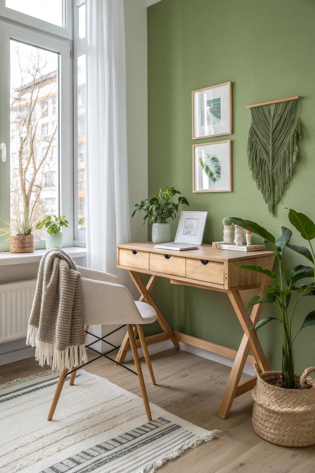 Bring the outdoors in with calming green hues for a refreshing study atmosphere.