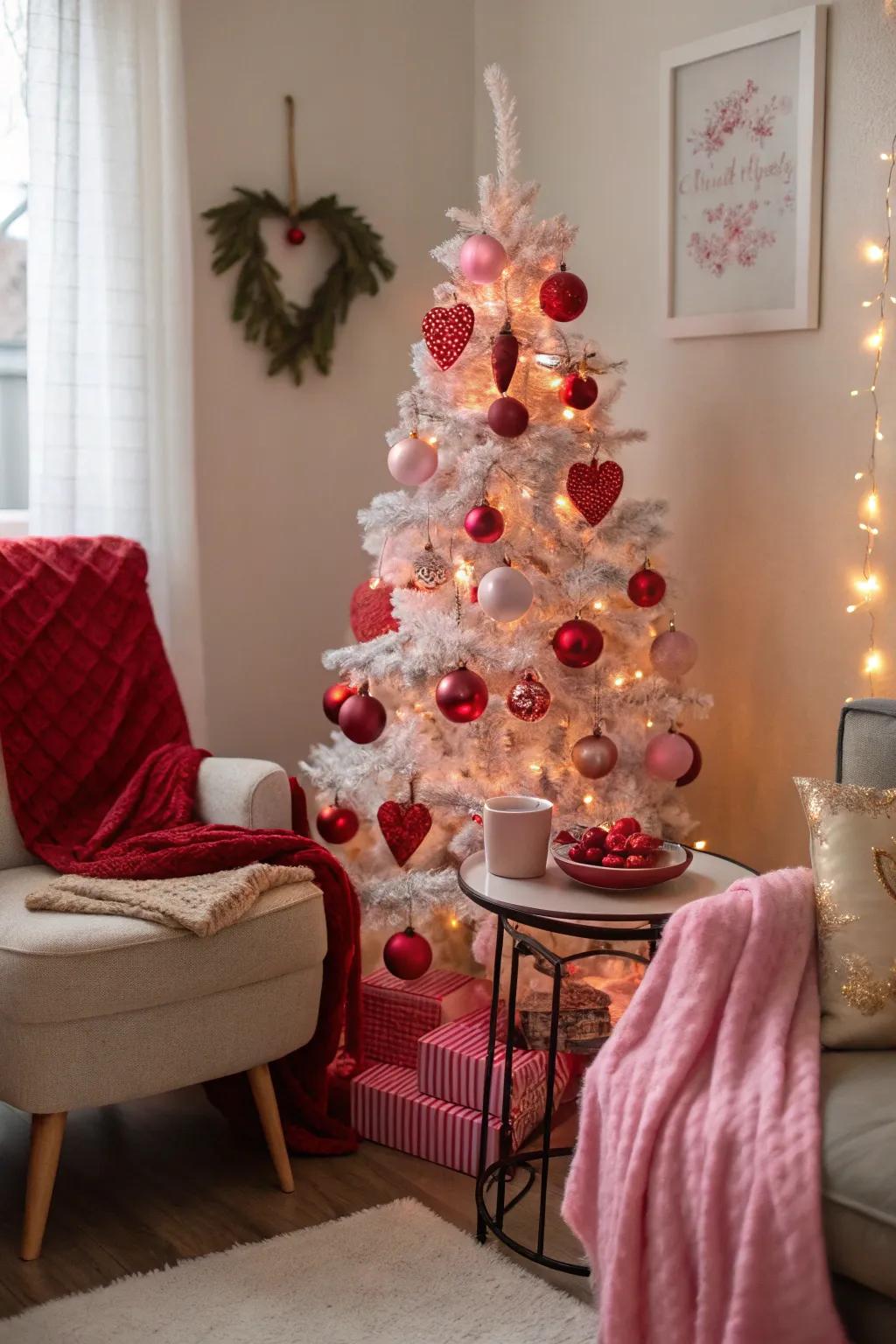 Bring a festive flair to your home with a Valentine's tree adorned in love-themed ornaments.