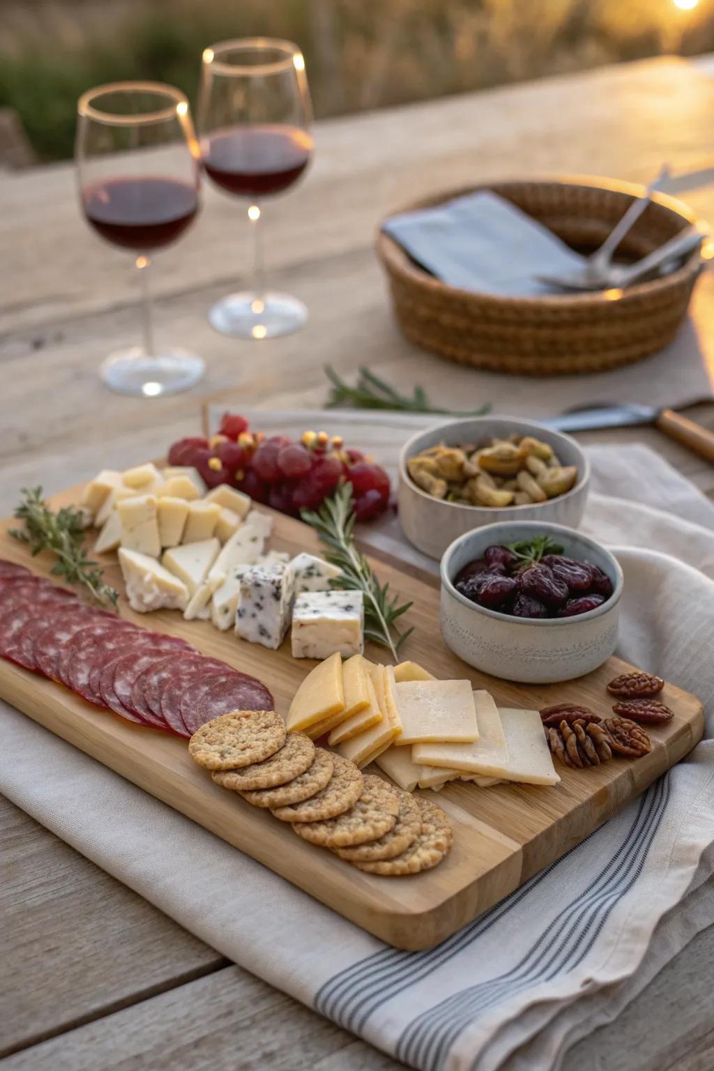 Mix textures and flavors for the ultimate cheese and charcuterie board experience.