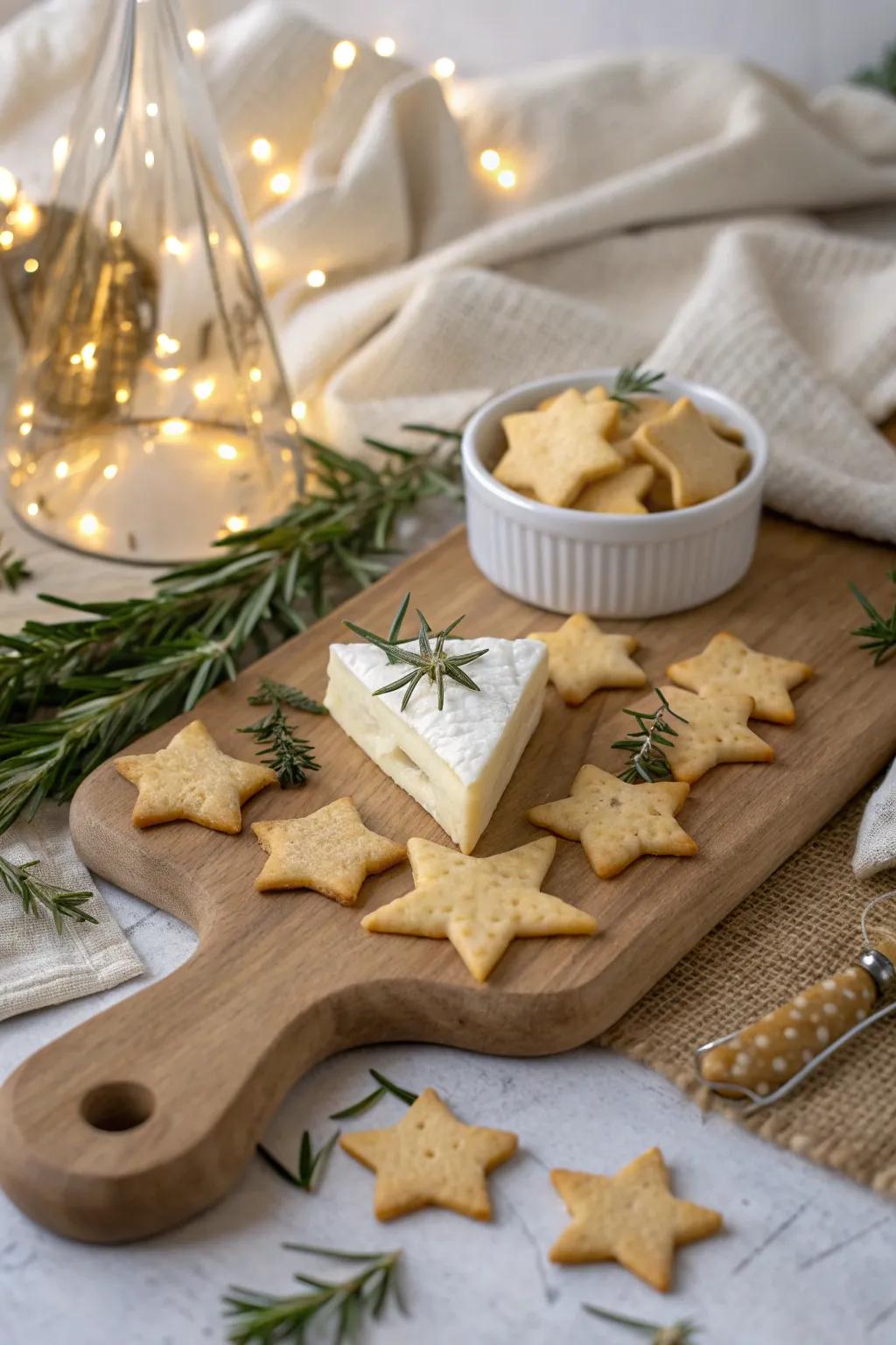 Bring the magic of a starry night to your table with whimsical cheese and cracker shapes. #StarryNight #HolidayMagic