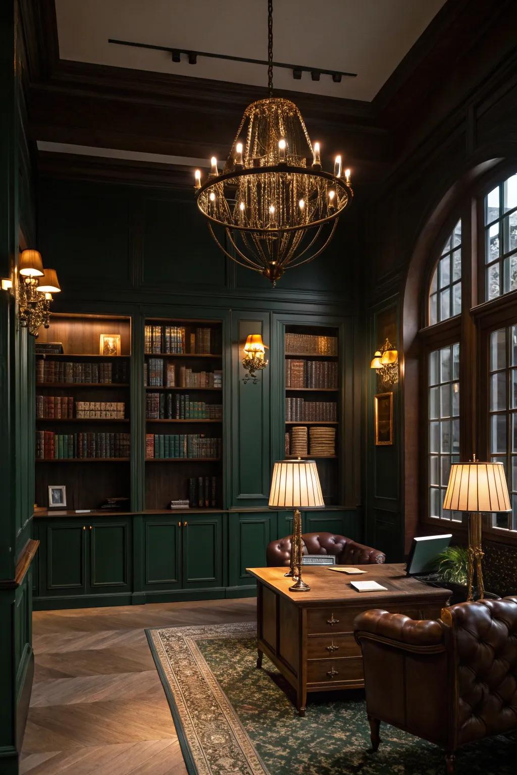 Let the gentle glow of dim lighting transform your office into a haven of warmth and inspiration.