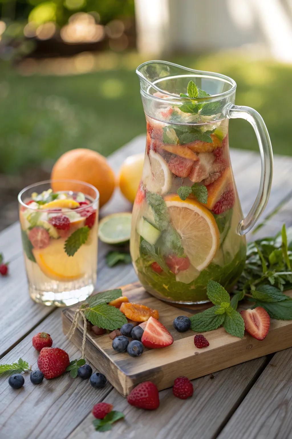 Elevate your drink station with fresh ingredients that add color and flavor. #FreshFlavors #DrinkInspiration #HealthyLiving