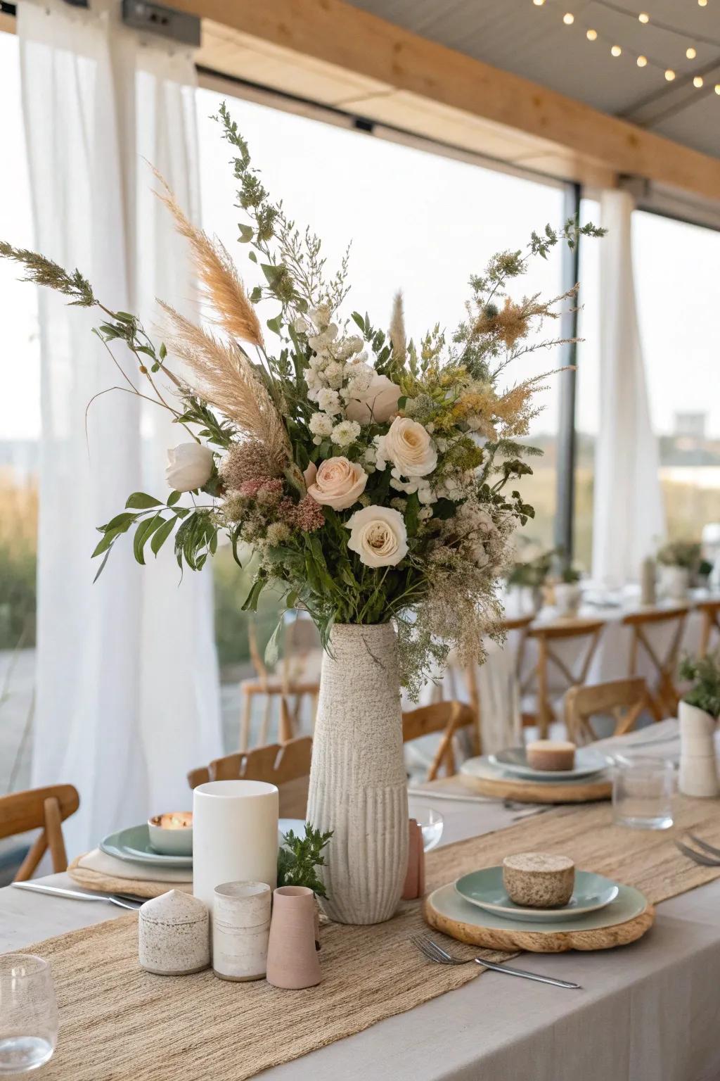 Create visual interest with decor pieces of varying heights for a dynamic tablescape.