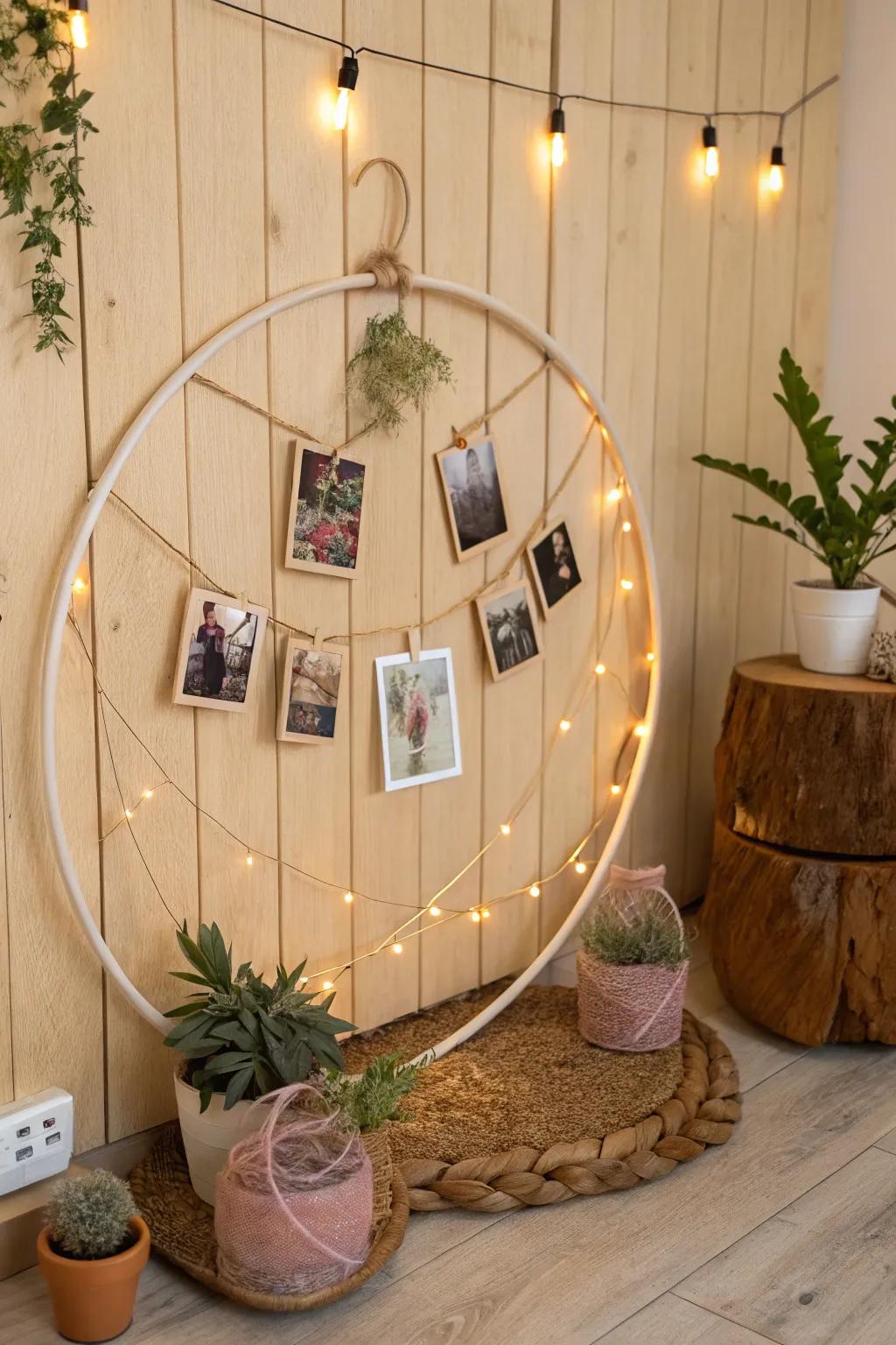 Capture and display your best memories with a personalized hula hoop photo frame. 📸 #PhotoDisplay #CreativeDecor