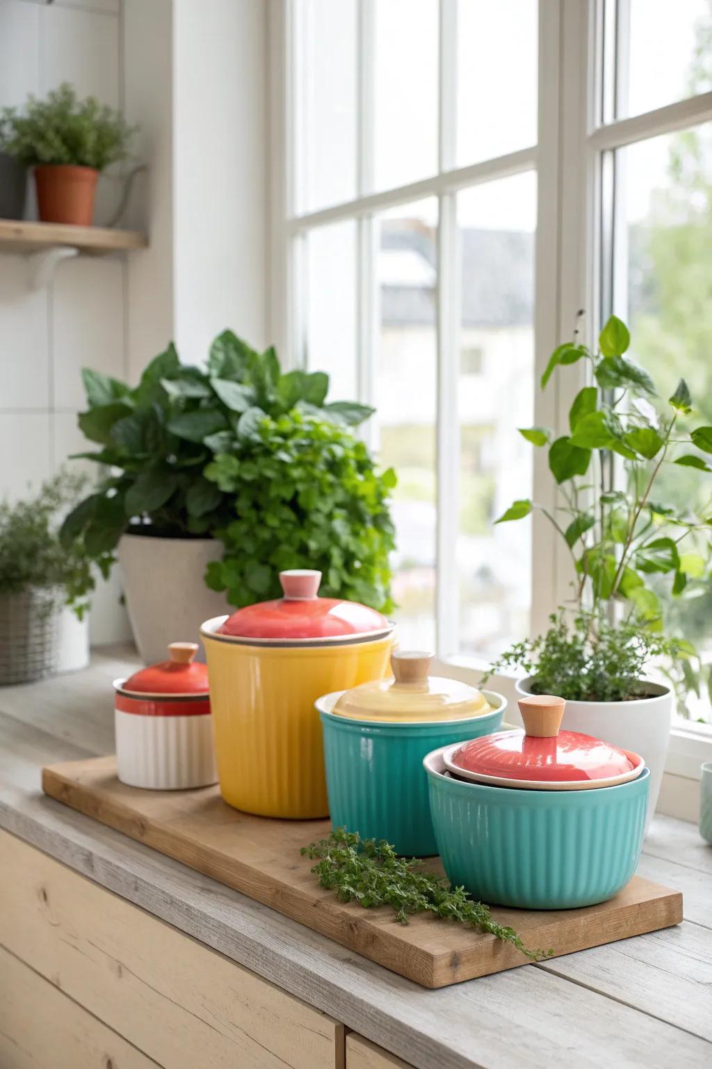 Infuse your decor with vibrant ceramic pots that highlight your favorite plants.