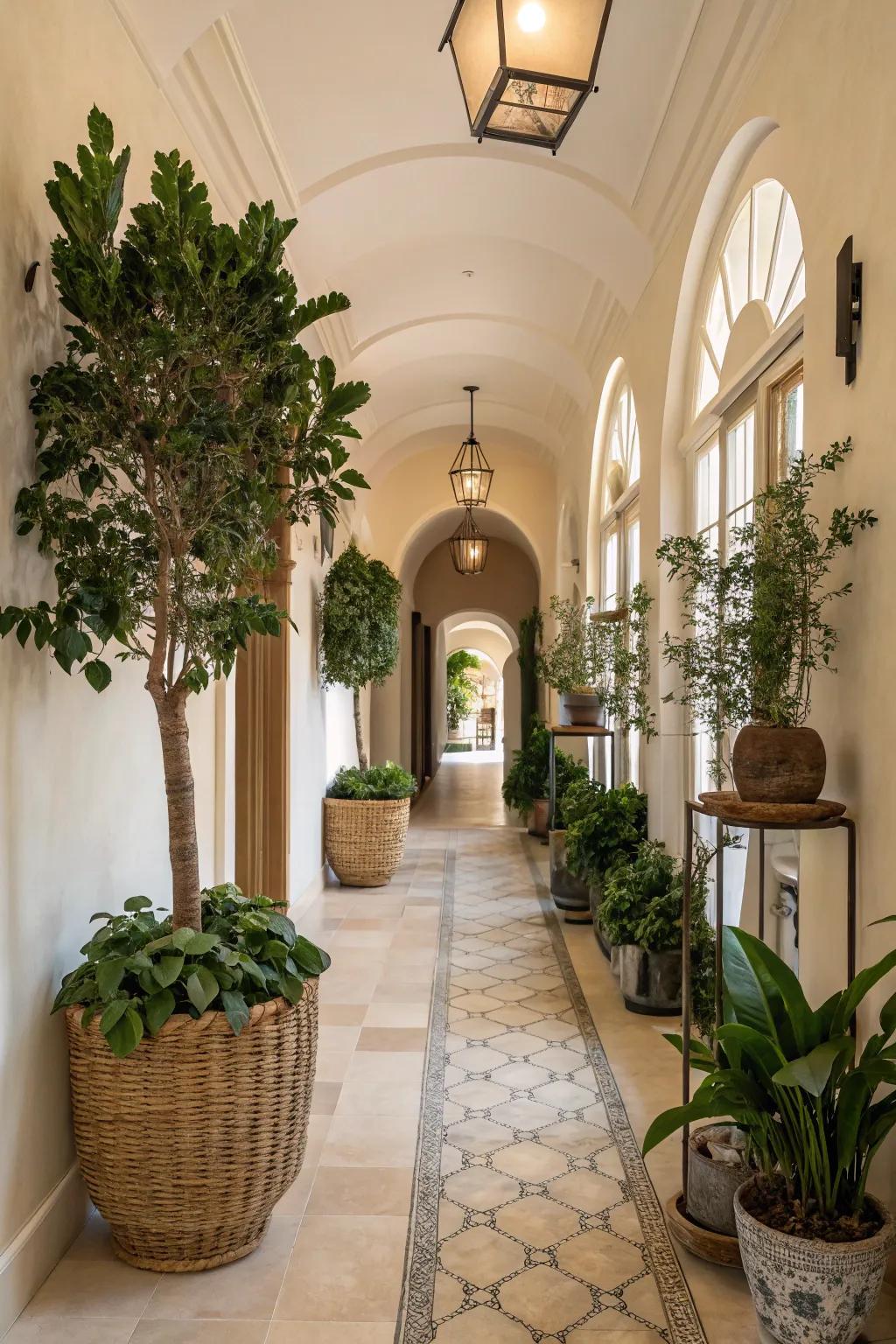 Greenery that brings life and vibrance to your hallway.