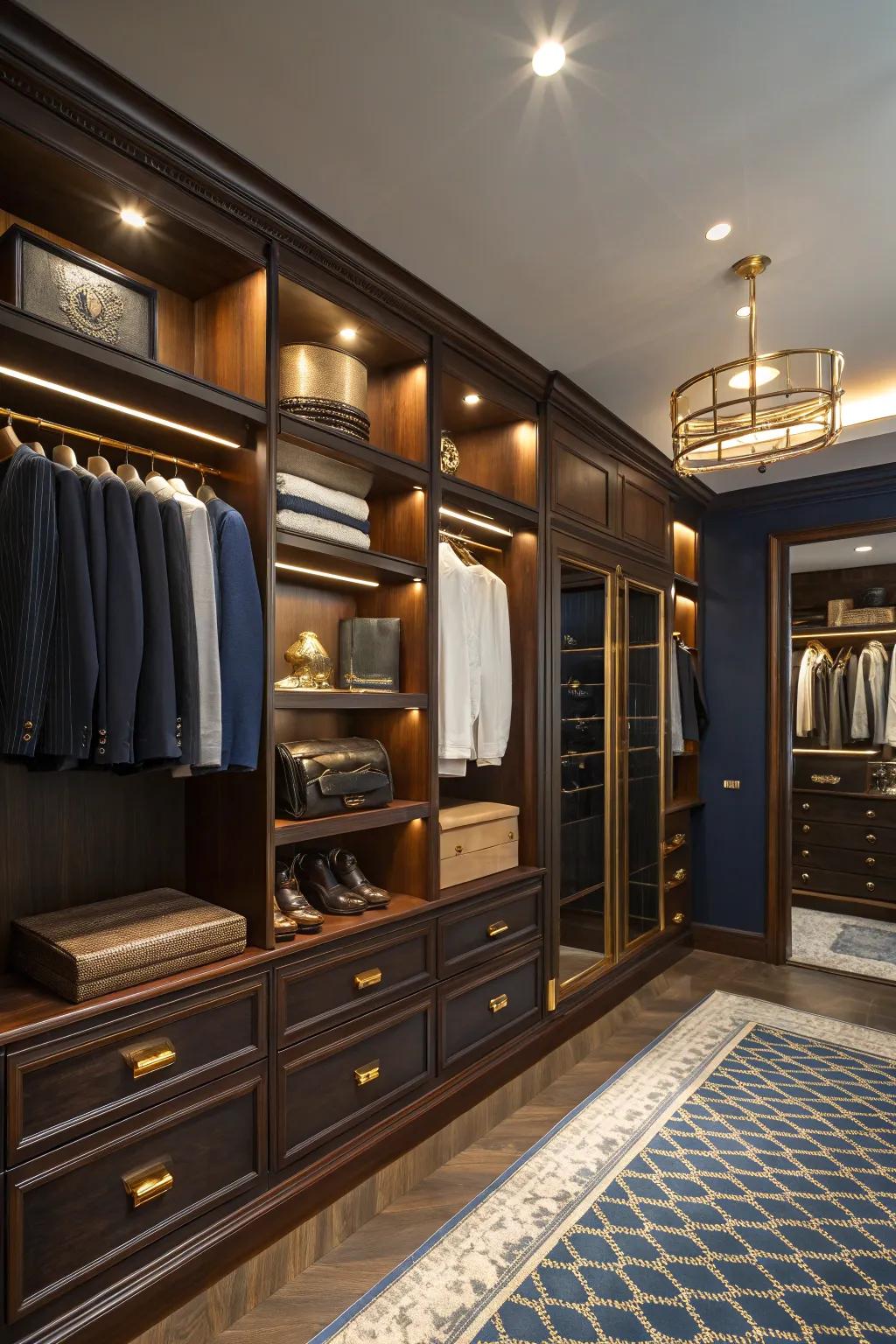 Accent lighting adds a touch of luxury, transforming your closet into a radiant space.